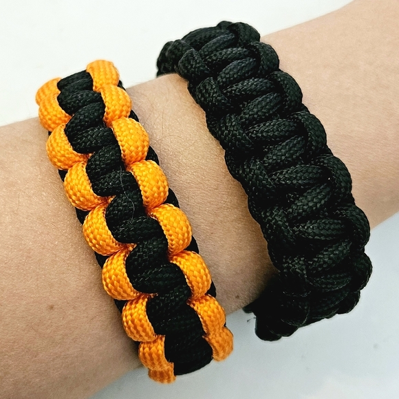 Everbilt Paracord Survival Bracelet Set of 2 Hiking Outdoor Gear Black Orange - Picture 1 of 4